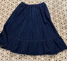 Vintage Sasson Denim Skirt 80s Full Modest Casual Cottagecore Prairie Sz 12
