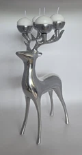 Deer Candle Holder Reindeer Silver Plated Christmas Antlers 4 Holders