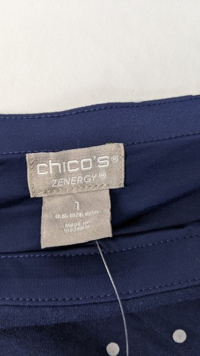 Chicos Zenergy Leggings Womens 1 Blue Polka Dots Mid Rise Flat Front - Picture 3 of 8