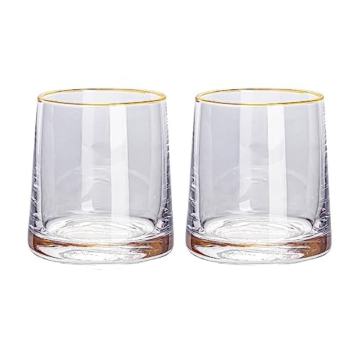  Glass Mouthwash Cup BathroomTumblers Bathroom Drinking Cups 7 Ounces Gold Trim