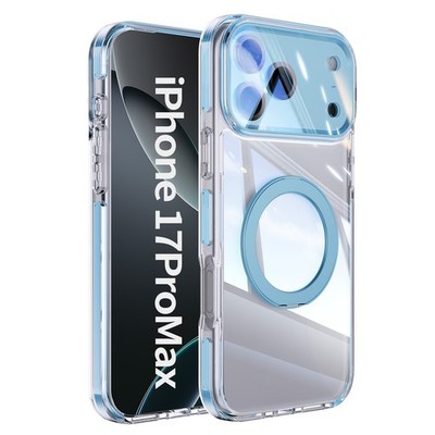 Clear 360° Ring Stand Case For iPhone 17 Pro Max 16 15 Hard Cover w/ Lens Flim