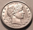 1893 O Barber Liberty Quarter, High Grade, Better Semi-KEY Date Silver 25C Coin
