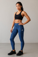Adidas Climalite High-Rise Printed Leggings Blue Black Women s XS BQ1966