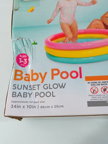NEW INTEX Multi Color Sunset Glow Inflatable Small Baby Pool 34" x 10" Ages 1-3 - Picture 2 of 4