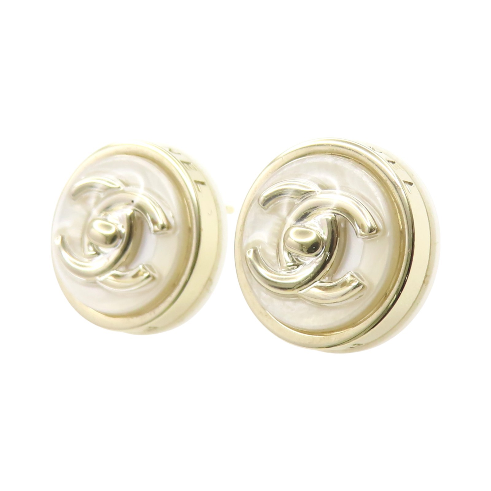 CHANEL Round Coco Mark Button Earrings ABD690 Gol… - image 3