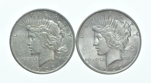 1922 & 1922 Peace Silver Dollar $1 Bullion Collection Lot *196
