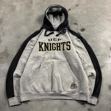Vintage Y2K/2000s Grey UCF Knights Spellout College Essential Hoodie! Size L