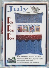 Pine Mountain Ric Rac Row JULY Pillow Sham Counted Cross Stitch KIT