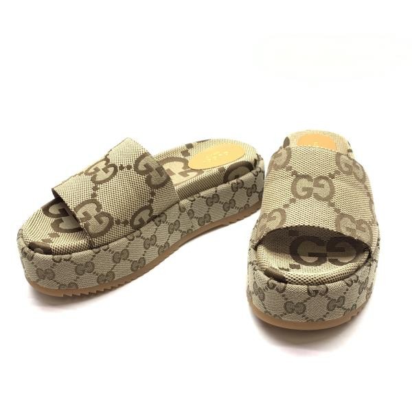 GUCCI 623212 UKO00 2580 Women's Platform Slide Sandals Size 37 Approx. 24cm Came