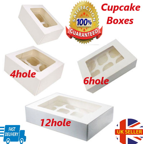 Fensterweiße Cupcake-Box 2, 4, 6 & 12 halten mit abnehmbaren Schalen (3 Zoll tief) - Bild 9 von 10