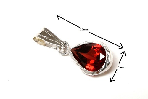 9ct White Gold Garnet Teardrop Pendant and chain Gift Boxed Necklace Made in UK - Picture 2 of 5