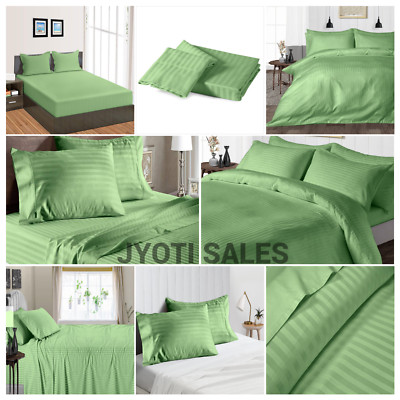 800 Thread Count 100% Cotton Select Bedding Set US Sizes Moss Stripes