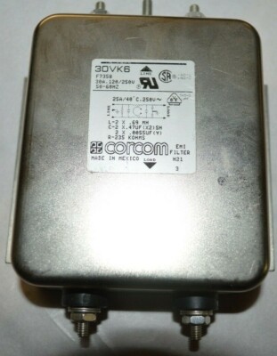 Corcom 30VK6 Line Filter (120/250VAC, 30A, 50-60HZ)