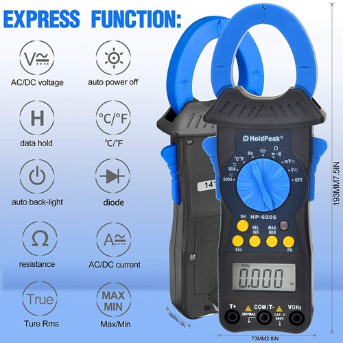 Digital Multimeter Clamp Meter True RMS AC/DC Continuity Resistance 60MΩ Tester - Picture 4 of 7
