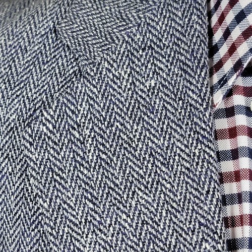 J.G Hook Men's Sport Coat Blazer Two Button Navy Herringbone 100% Silk Size 40R - Picture 5 of 18