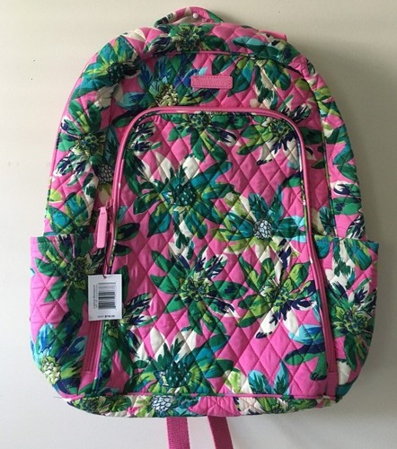 VERA BRADLEY Laptop Backpack Tropical Paradise Pattern Cotton Quilted NEW 14417 - Picture 2 of 8