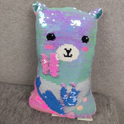 Iscream Llama Sequin Reversible Pillow Plush