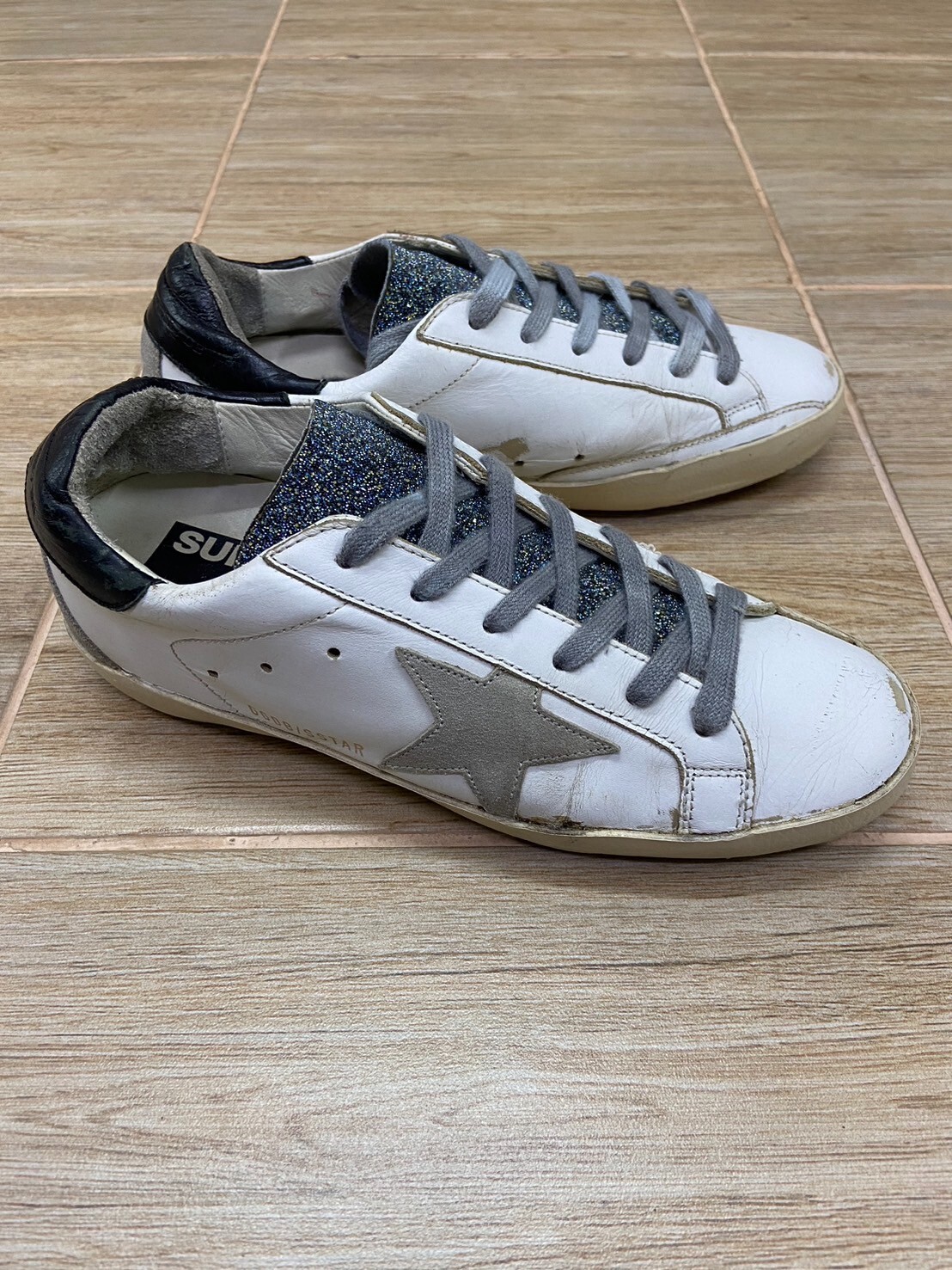 GOLDEN GOOSE Sneaker GGDB Super Star glitter tongue Size EU:37 US:7
