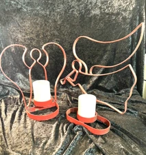 Large Vintage Wrought Iron Angel Set Candle Holder - Christmas Rustic Primative