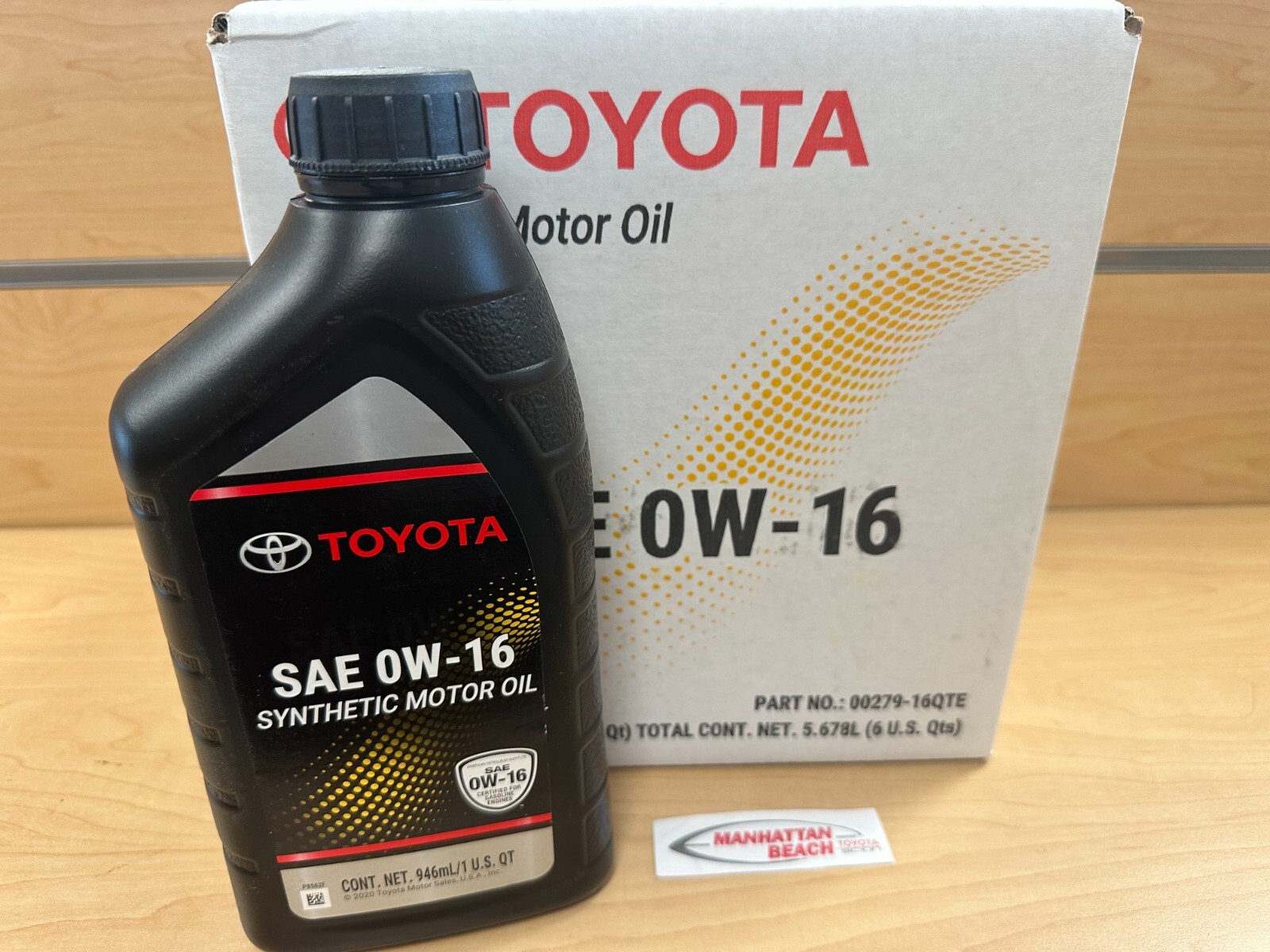 6 Pack Genuine Toyota SAE 0W-20 Synthetic Motor Oil 00279-0WQTE-01