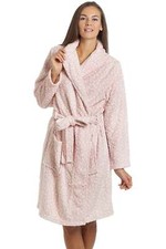 Camille Womens Pink Bathrobe / Dressing Gown - Knee Length & Supersoft