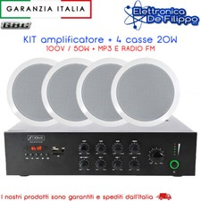 KIT Amplificatore BT e 4 diffusori da controsoffitto per filodiffusione locali