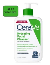 CeraVe Hydrating Facial Cleanser Face Wash Normal To Dry Skin VALUE SIZE 16 oz.
