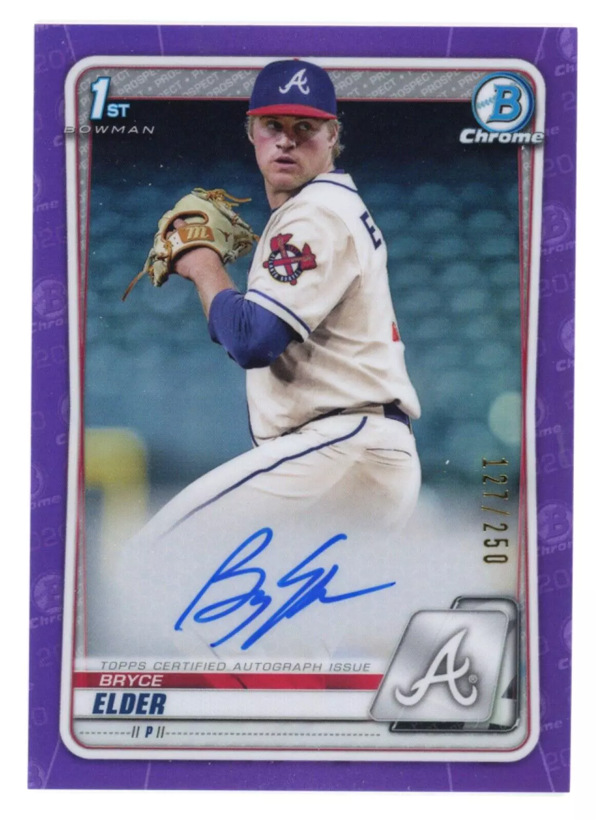 2020 Bowman Draft Chrome Purple Refractor /250 Bryce Elder #CDA-BE Auto
