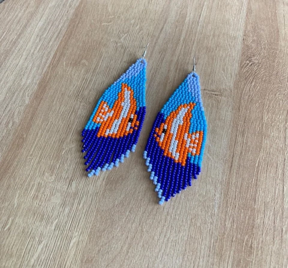 Pendientes de playa de verano hechos a mano con cuentas de peces de diseño pendientes de cuentas de semillas Foto 4 de 4