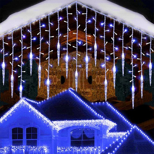 LED Hanging Icicle Curtain Fairy String Light Outdoor Christmas Xmas Party Decor - Picture 26 of 30