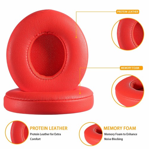 Replacement RED EAR PADS for Beats Dre Solo3 Solo3 Wireless Headphones Cushion - Picture 2 of 7