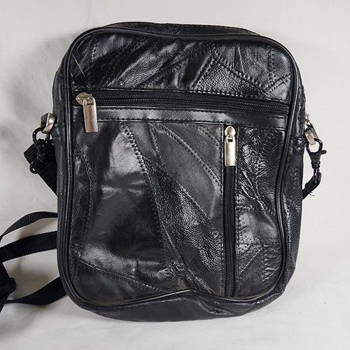Faux Leather Black Womens Crossbody Messanger Bag Purse 8 Compartments Zipper - Picture 2 of 16