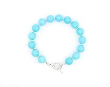 Men's 10mm Vibrant Blue Round Turquoise Bracelet with Toggle Clasp, Genuine
