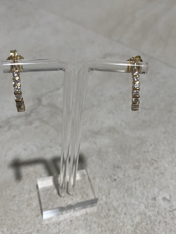 J Hoop Natural Diamonds And 14k Gold Earrings