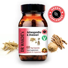 DR WAKDE'S Ashwagandha & Shatavari Capsules | 60 Veg Caps | Ayurvedic Supplem...