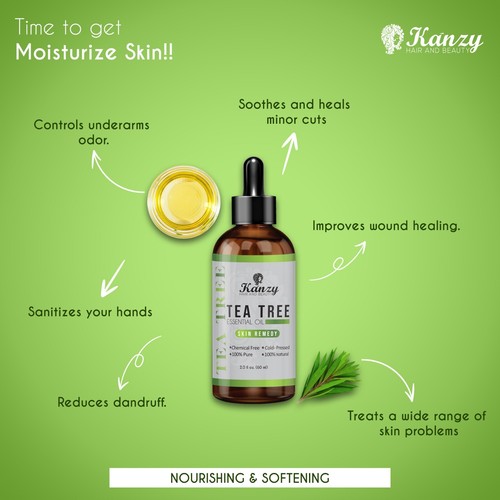 Kanzy Essential Oils 60ml Tea tree Oil for Hair Face Skin Nails Australian Oil - Picture 3 of 44