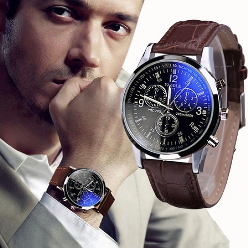 Orologio Uomo Analogico Elegante in finto Cuoio da Polso di Lusso Alta  Qualita | eBay