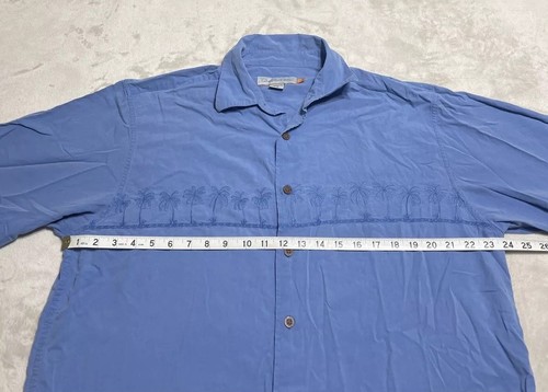 Quiksilver Shirt Men's Size Large Comfort Fit Blue Short Sleeve Palm Trees - Picture 7 of 8