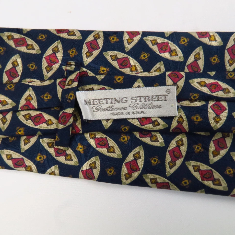 Vintage Reunión Calle Azul Geométrico Ovalado Estilizado Rosa Paisley 57"x3.75" Foto 3 de 4