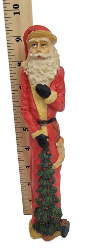 Vintage Pencil Slim Santa Claus 9.5" Folk Art Christmas Resin Figurine Decor - Picture 6 of 7