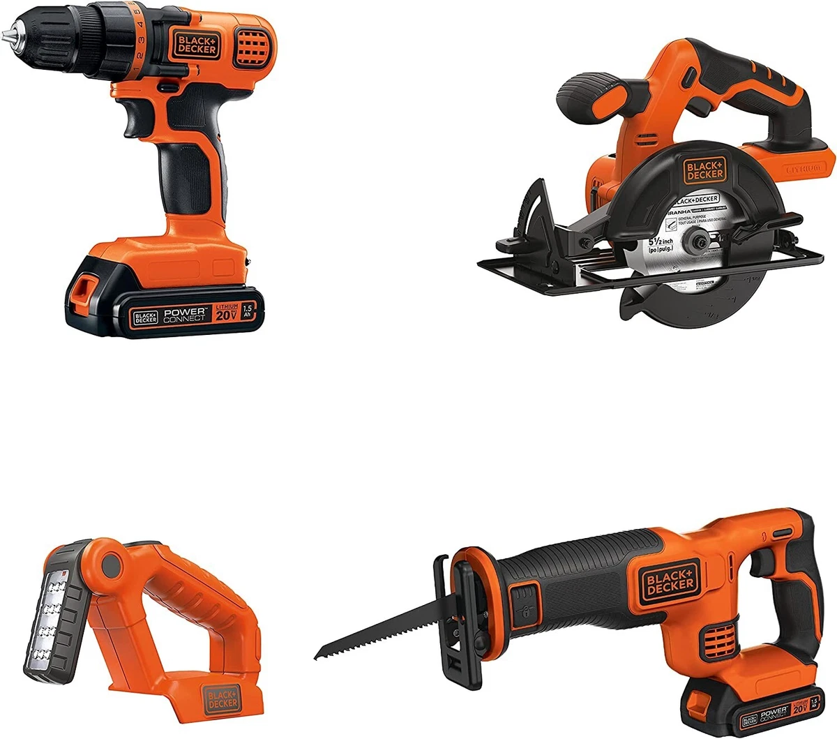 BLACK+DECKER 20V MAX* POWERCONNECT Cordless 4-Tool Combo Kit