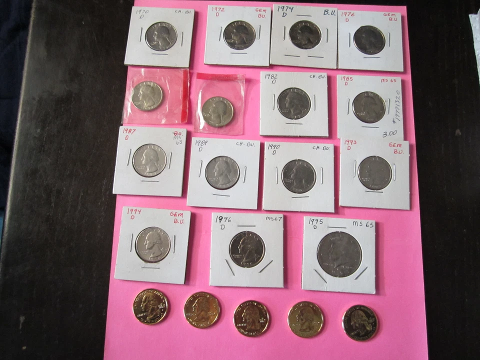Lot of (20) Different  GEM CHOICE BU. US COINS-4 CHOICE BU. GOLD WASH WASH.QTRS. - Image 2 of 4