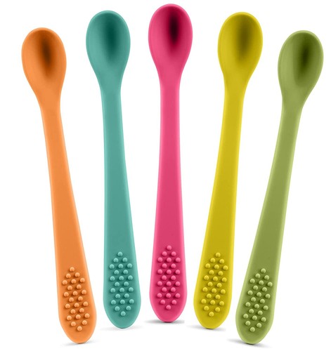 Las mejores cucharas para bebés de primera etapa, paquete de 5, cucharas de silicona suave entrenamiento para bebés - Imagen 21 de 26