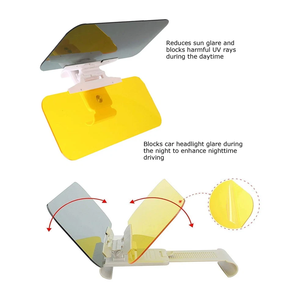 Extensor de parasol protector UV antirreflejo y faros lentes oscuros/amarillos para automóvil camión Foto 4 de 4