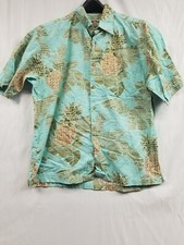 VTG COOKE STREET Hawaiian shirt Green Mens Medium Short Sleeve MADE IN USA