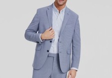 Kenneth Cole Reaction Men's Blue Slim-Fit Mini-Houndstooth Suit Jacket Size 40S