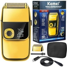 KEMEI Electric Cordless Shaver for Men | LCD Display | USB Rechargeable | Gold