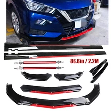For Nissan Versa Front Bumper Lip Splitter Spoiler Side Skirt Body Kit