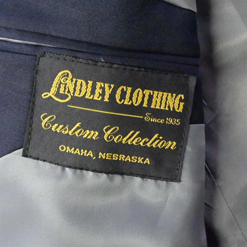 Lindley Bespoke 48R Navy Blue Gold Button 100% Wool Blazer Sport Coat Jacket - Image 4 of 4