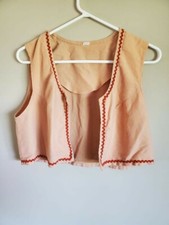 Vintage 1970's Lt Orange Cropped Vest, Sz L 34-36 